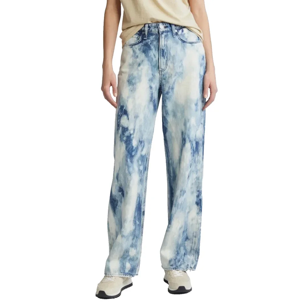 Rag & Bone Logan Wide Leg Jeans Bleach Splatter Wash Size 23 NWT